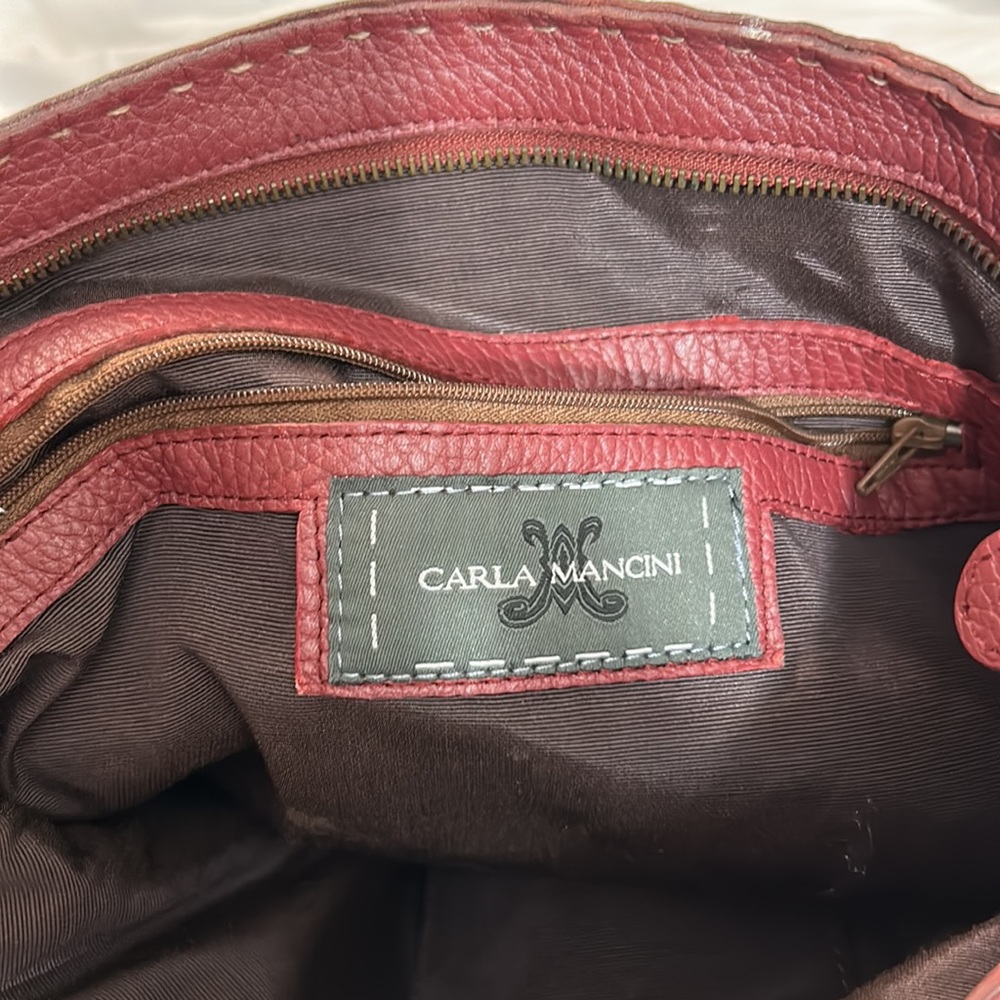 Carla Mancini Grace Wine Woven & Leather Large Shoulder Bag - Picture 5 of 9